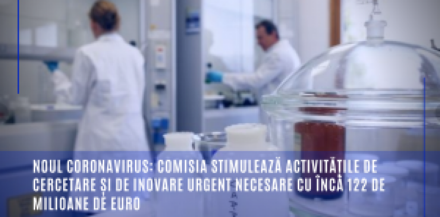 Noul coronavirus: Comisia stimulează activitățile de cercetare și de inovare urgent necesare cu încă 122 de milioane de euro