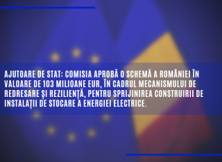 Comisia aprobă o schemă a României în valoare de 103 milioane EUR, în cadrul Mecanismului de redresare și reziliență