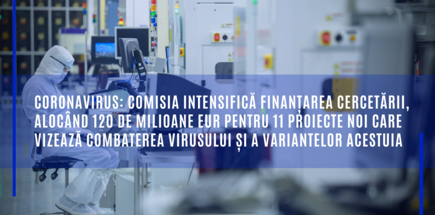 Coronavirus: Comisia intensifică finanțarea cercetării, alocând 120 de milioane EUR pentru 11 proiecte noi care vizează combaterea virusului și a variantelor acestuia