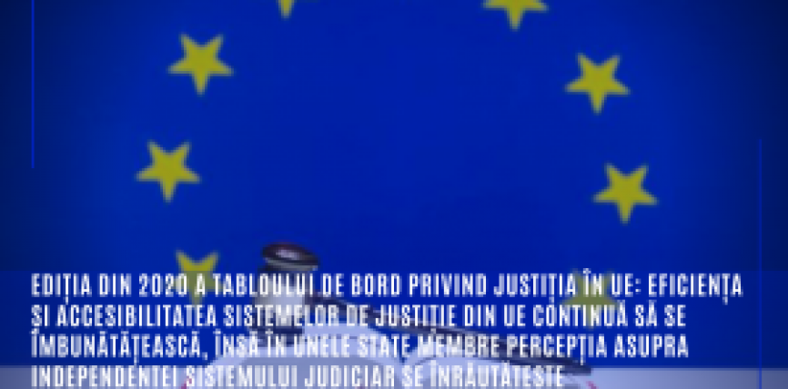 Ediția din 2020 a tabloului de bord privind justiția în UE: Eficiența și accesibilitatea sistemelor de justiție din UE continuă să se îmbunătățească, însă în unele state membre percepția asupra independenței sistemului judiciar se înrăutățește