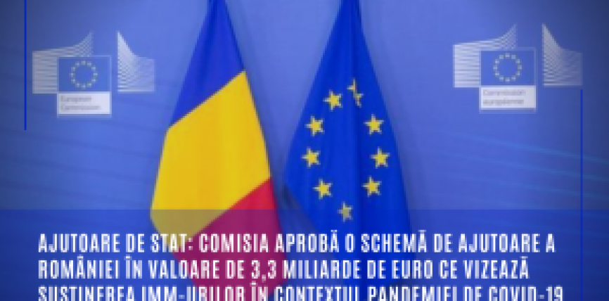 Ajutoare de stat: Comisia aprobă o schemă de ajutoare a României în valoare de 3,3 miliarde de euro ce vizează susținerea IMM-urilor în contextul pandemiei de COVID-19