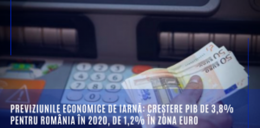 Previziunile economice de iarnă pentru România: creștere PIB de 3,8% pentru România în 2020, de 1,2% în zona euro